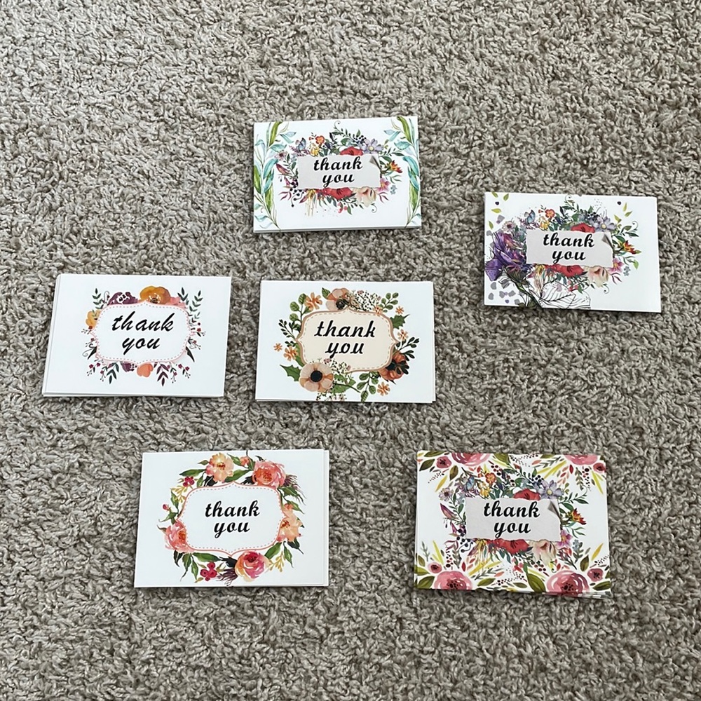 25 Thank you card with 25 plain white envelope and 25 stickers